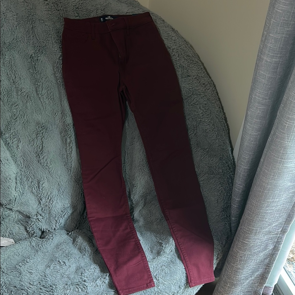 NWT Hollister Maroon High-Rise Skinny Jeans